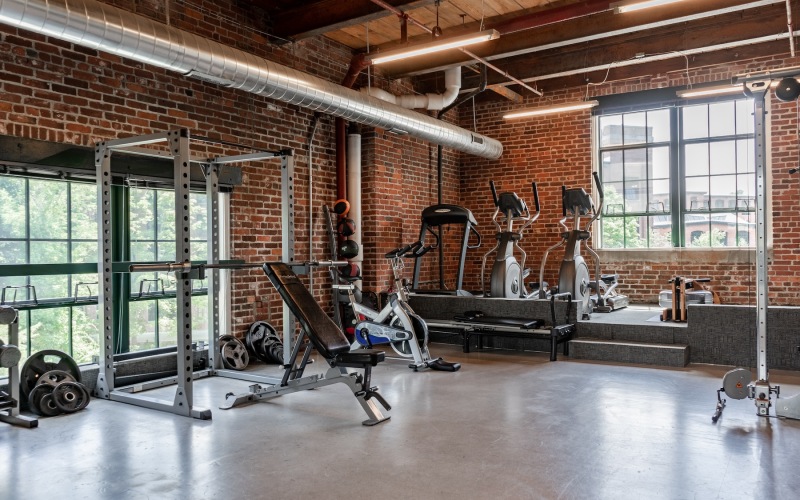 fitness center with equipment and modern decor