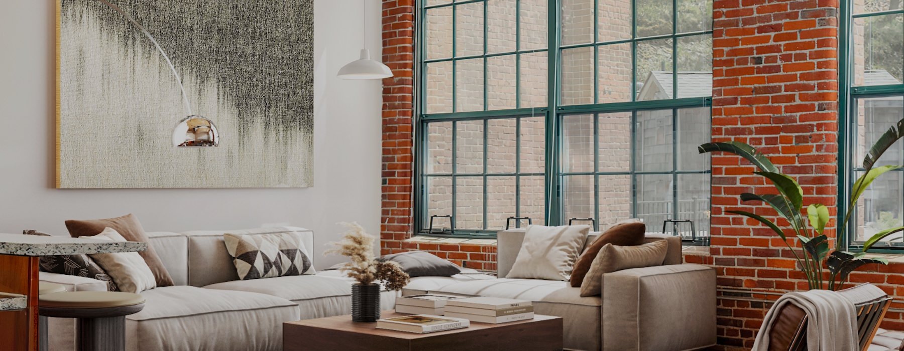 living room with furniture and windows